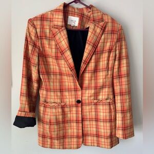 Vici plaid orange blazer, Grey Lab, Small